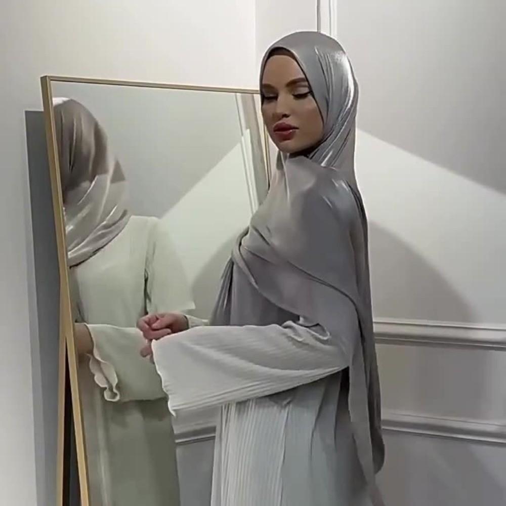 Fashion Silk Hijab Scarf Bandana Wide Islamic Turban All-march Sunscreen Wraps Shawl Women