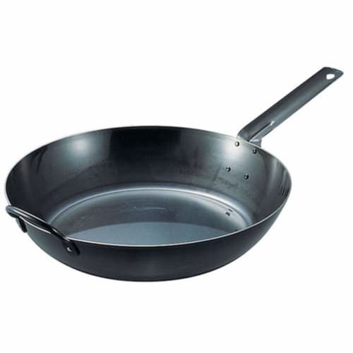 Endo Shoji Commercial-Grade Iron Black Skin Oven-Safe Thick Frying Pan, 40cm, Induction Compatible, Made in Japan, AHL94040