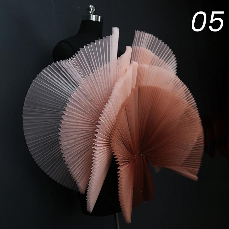 Stiff Accordion Pleated Mesh Tulle Fabric Gradient Pleated Designer Fabric For DIY Sewing Bubble Skirts Fashion Dress Background