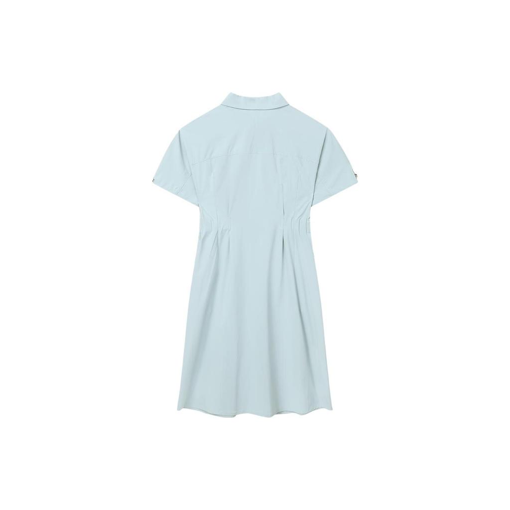 FILA Emerald Series Solid Color Fashion Loose Casual Polo Collar Short Sleeve Dress Women Dresses Dream-Awakening-Green F11W334303ALG