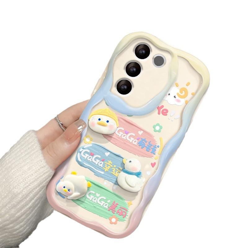 Applicable To Vivos17 Mobile Phone Case X90/80 Girls Cute Three-dimensional Pigment Duck Y77e/76 Cartoon Silicone