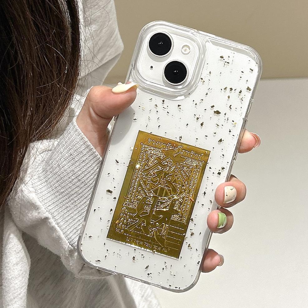 Apple 15promax Gold Epoxy Mobile Phone Case Iphone16 Rich Text 14 Suitable for 13 National Style Protective Case