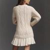 Women's Crochet Knit Sweater with Ribbed Trim