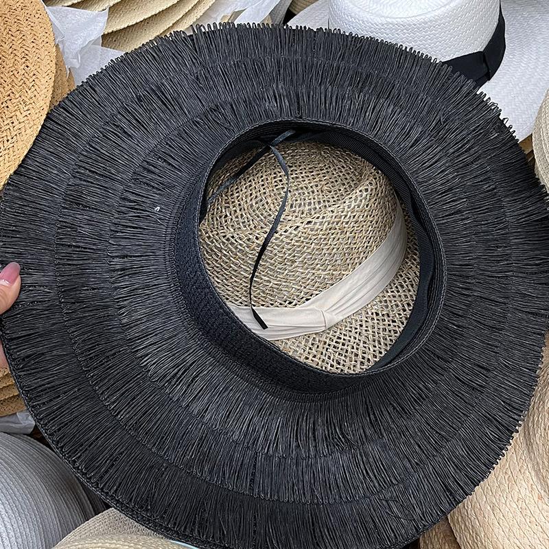 Niche Summer Boutique Grass Color Hand-woven Men's and Women's Empty Top Straw Hats Pastoral Rough Edge Big Eaves Hat Sunshade Cool Hat Tide