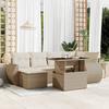 VidaXL Garden Lounge Set with Cushions 7 Pcs Beige Braided Resin 3268678