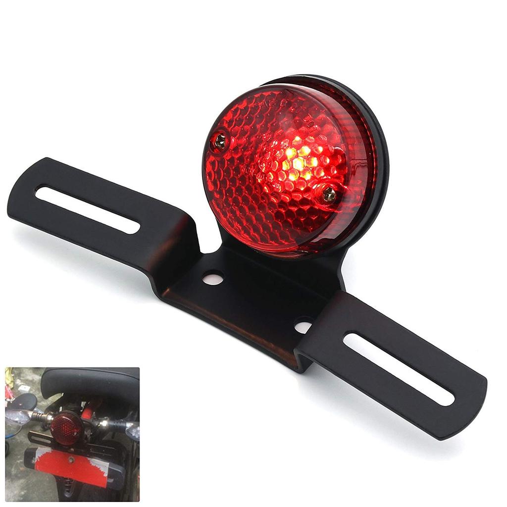 Karun Universal Red Lens Tail Light/Brake Light License Plate Lamp for Harley for Dyna for Sportster for Yamaha