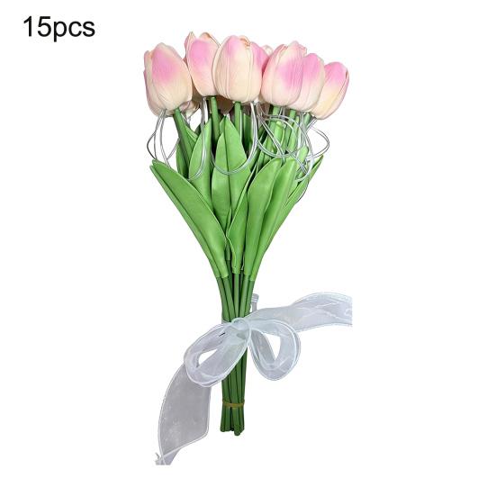 Flores Artificiales Tulipanes LED, Ramo Brillante de Mano con Pétalos Suaves, Tallo Flexible Luz Ambiental, Regalo Romántico Decoración del Hogar Dormitorio Ambiente