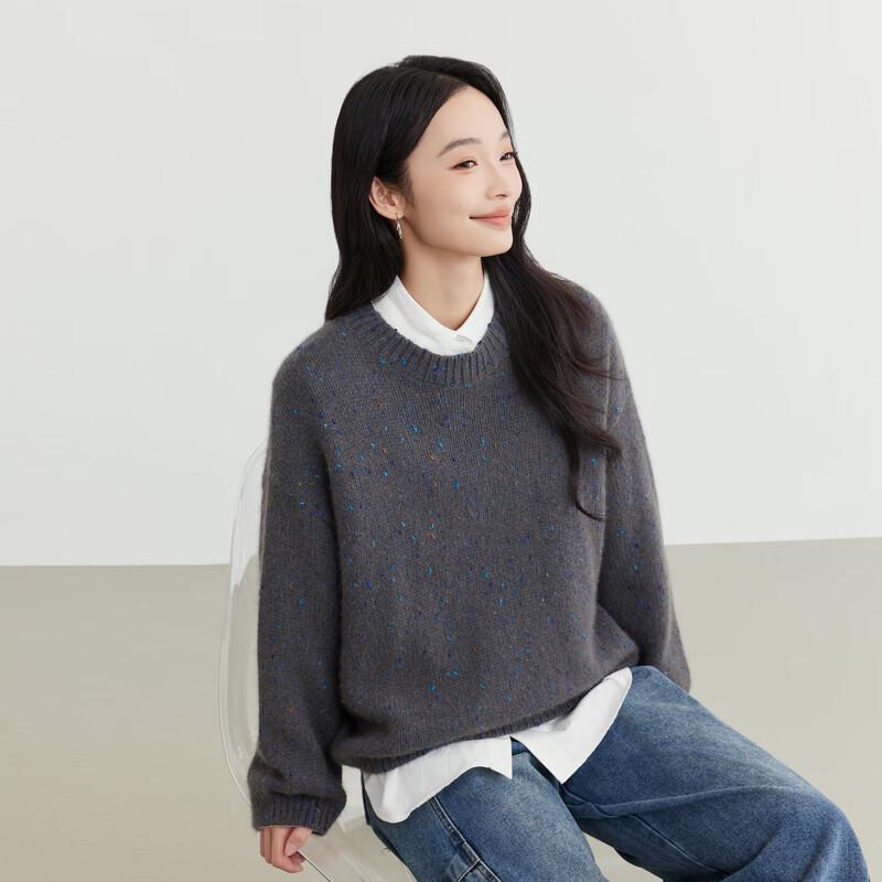 Elva' Island Women's Thickened Round Neck Knit Sweater