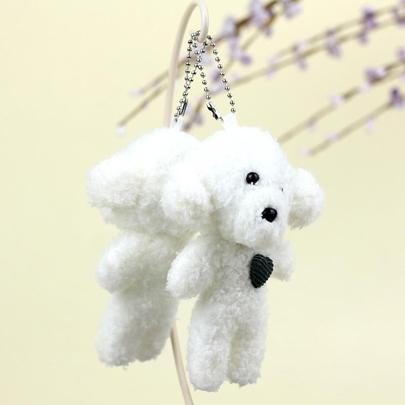 Cute Miniature Teddy Dog Plush Keyring Stuffed Poodle Toy Heart-shaped Puppy