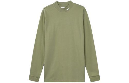 Nike Solid Color Logo Print Crew Neck Long Sleeve T-Shirt XL темно-зеленого