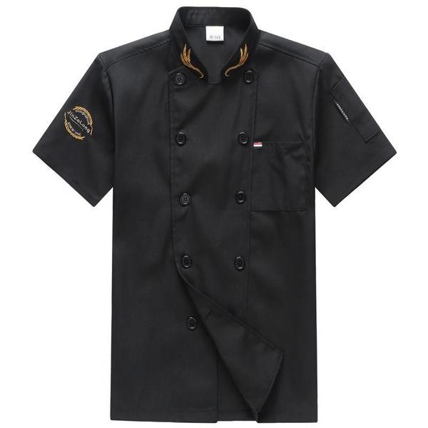Chef Jacke Kurzarm Kochen Shirts Ähre Stickerei Restaurant Hotel Uniform