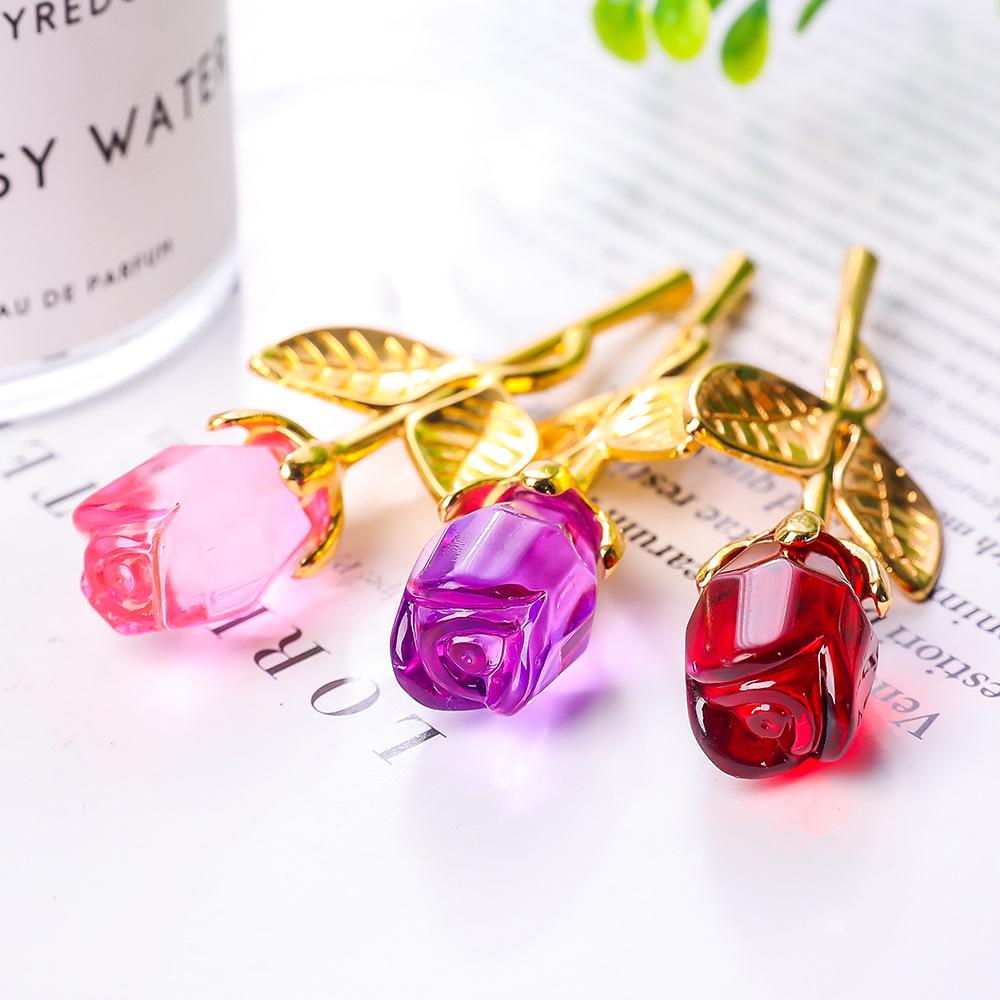 Crystal and Metal Rose Ornaments for Weddings and Valentine's Day Gifts
