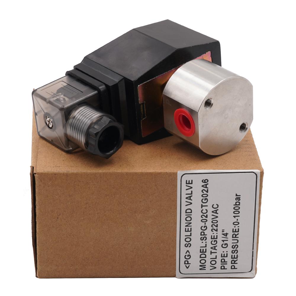 304 Stainless Steel 2 Way High Pressure Normally Closed Solenoid Valve G 1/4" 1/8" AC220V DC24V Orifice 1.2mm 200Bar 2mm 100Bar