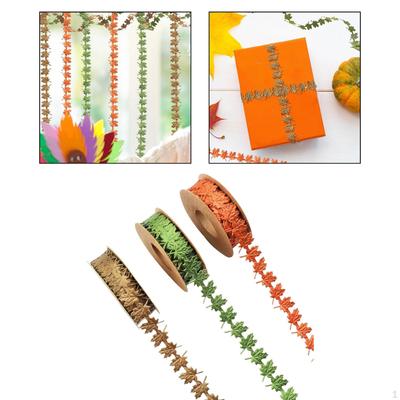 3 Rolls Maple Leaf Ribbon, Shaped Thanksgiving Ribbons for Wreath Bouquets Making Decor