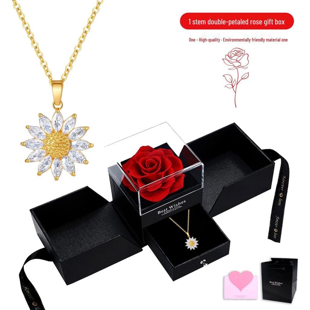 Trendy Sunflower Zircon Necklace: Elegant Clavicle Chain in Light Luxury Minimalist Design