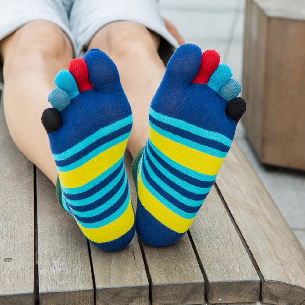1 Pair of Comfortable EU39-44 Five Toe Socks Mesh Anti Friction No Show Ankle Socks Cotton Breathable Five Finger Socks Hiking