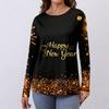 Women's Loose Comfortable Casual Fashion Round Neck New Year Printed Long Sleeve Top