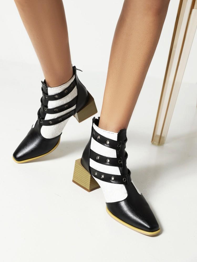 

Европейские и американские толстые ботинки на среднем каблуке с ремешком, пряжкой и заклепками, женские ботинки Мартина, короткие ботинки, осень и зима 39