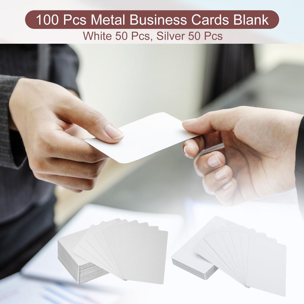 Sublimation Metal Business Cards Blank 0.21/0.22/0.45mm Thickness Aluminum Printable Name Card for Custom DIY Print White/Silver