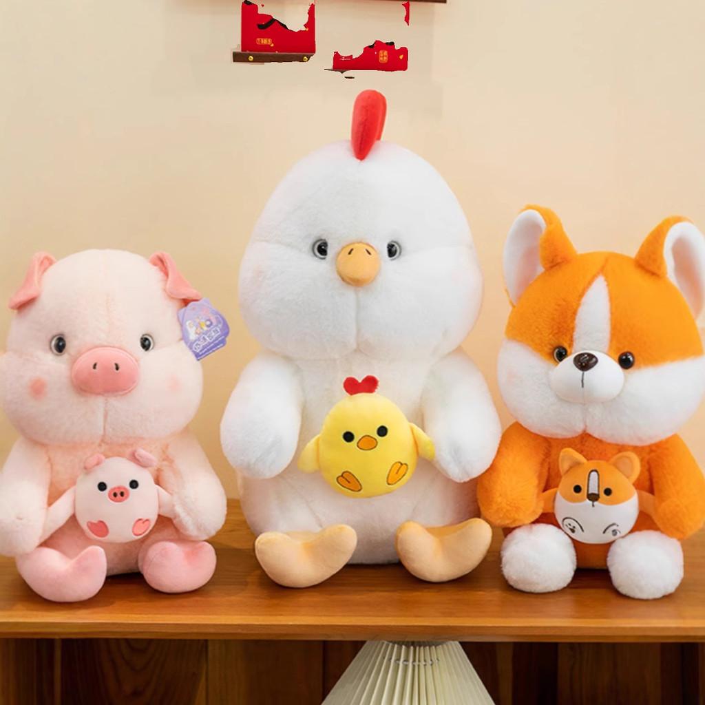Animal Plush Toy Cartoon Fox Corgi Stuffed Doll Girl Children Birthday Gift