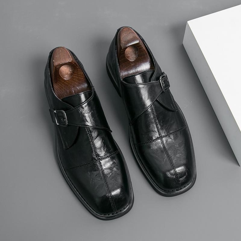 

Мужские туфли лоферы монахи, свадебные туфли, черные, формальные, деловые, кожаные, нарядные туфли для выпускного вечера, большие размеры EU: 42 чёрный