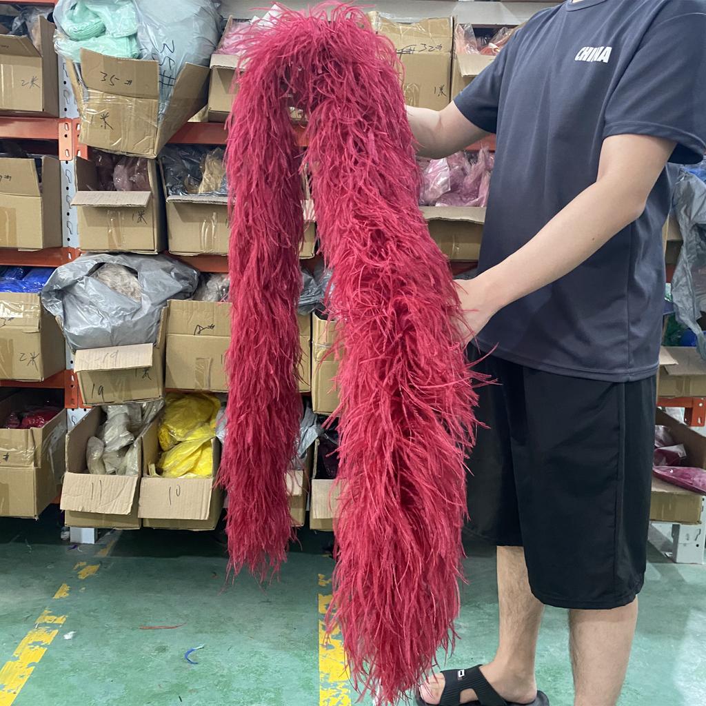 DIY Colorful Ostrich Feather Boa 6Ply Fluffy Shawl 0.5/1/2/3/4 Meter for Wedding Dress Carnival Performance Costume Party Decoration