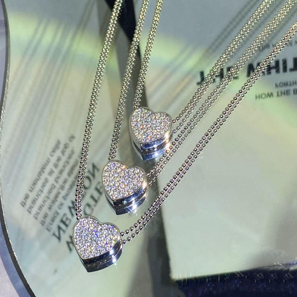 925 Silber Neue Drei Liebe Verbunden Zirkon Halskette Minimalistisches Leichtes Luxus Design Göttin Schlüsselbein Kette Party Geburtstagsgeschenk