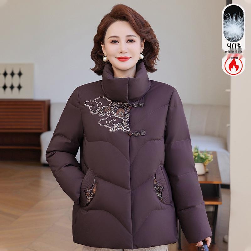 

2025 Elegant Women s Down Jacket: Warm, Stylish Winter Wear for Middle-Aged & Elderly – 85% White Duck Down 4XL (60-67.5 kg) чёрный/кофейный