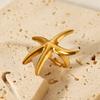 Euro-American Ins Style Ocean Wind Stainless Steel Starfish Open Ring, Non-fading Titanium Steel Five-pointed Star Ring