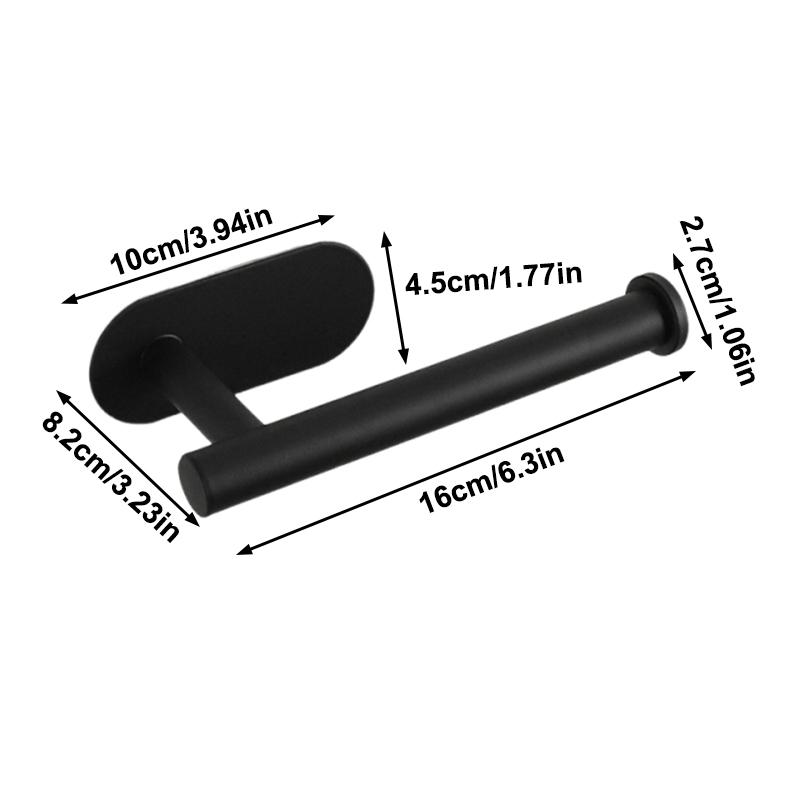 

Самоклеящийся держатель для туалетной бумаги Настенный органайзер для ванной комнаты Стойка для хранения Без сверления Держатель для полотенец из нержавеющей стали чёрный