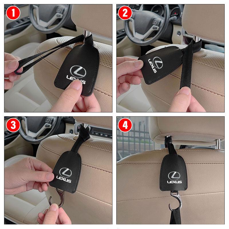 2pcs Leather Car Seat Back Hooks Portable Hanging Bag Rack For Lexus ES300 RX330 RX300 GS300 IS250 IS200 CT200h NX RX