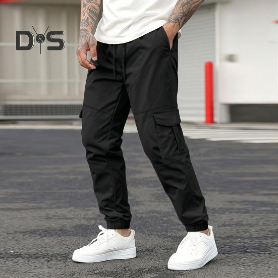 Uformelle joggebukser for menn Treningsbukser med snøring med lommer Utendørs joggebukser for sommerløping og fotturer