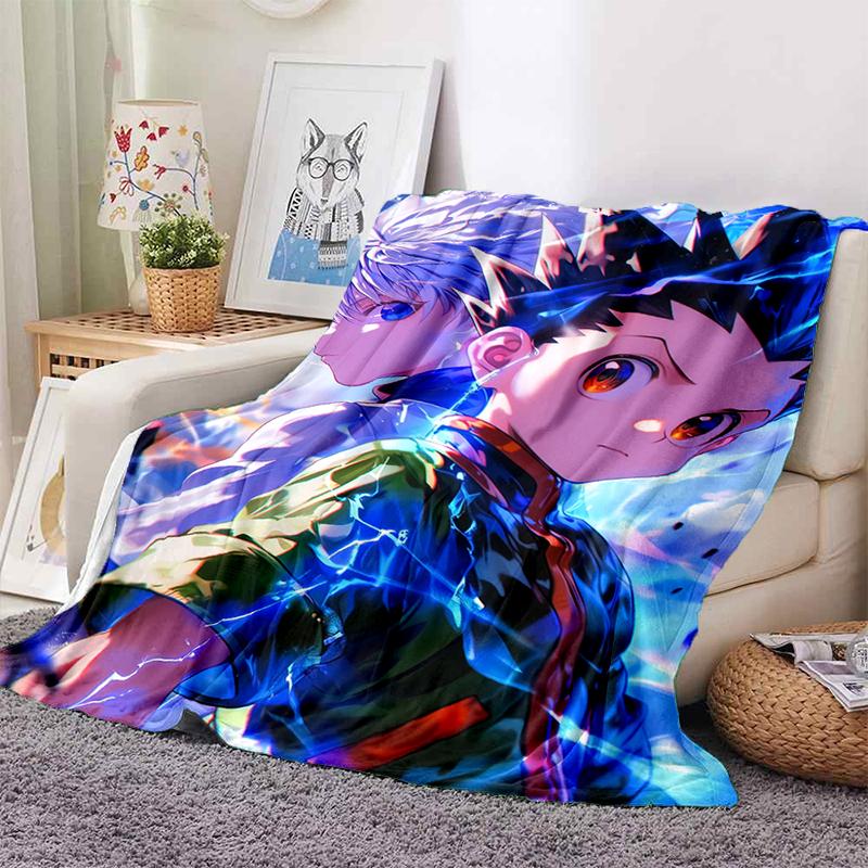 HXH Hunter X Hunter GON FREECSS Killua Zoldyck Cartoon Anime Flannel Blanket,Soft Throw Blanket for Home Bedroom Bed Sofa Gift
