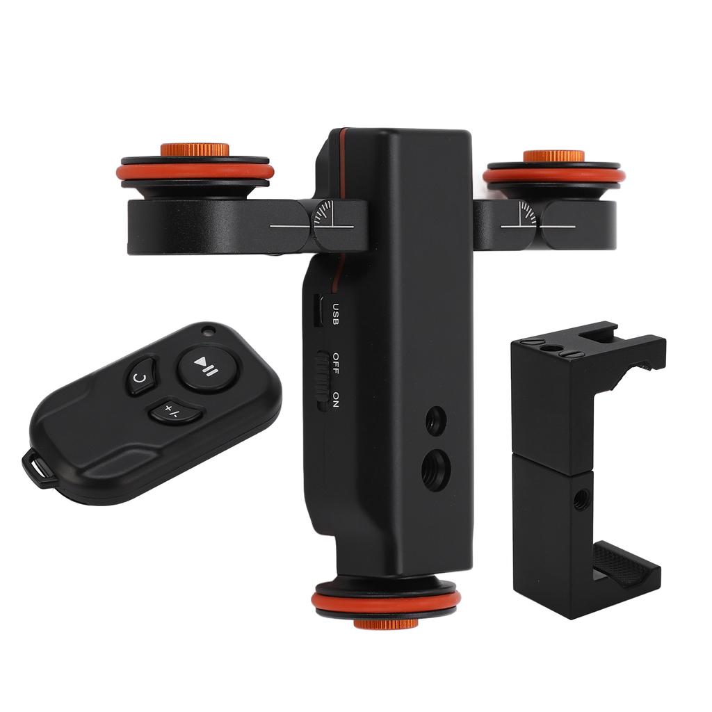 YELANGU Carrello Elettrico Motorizzato per Fotocamera Binario Elettrico Slider per Binario 3 Velocità con Telecomando Clip per Telefono