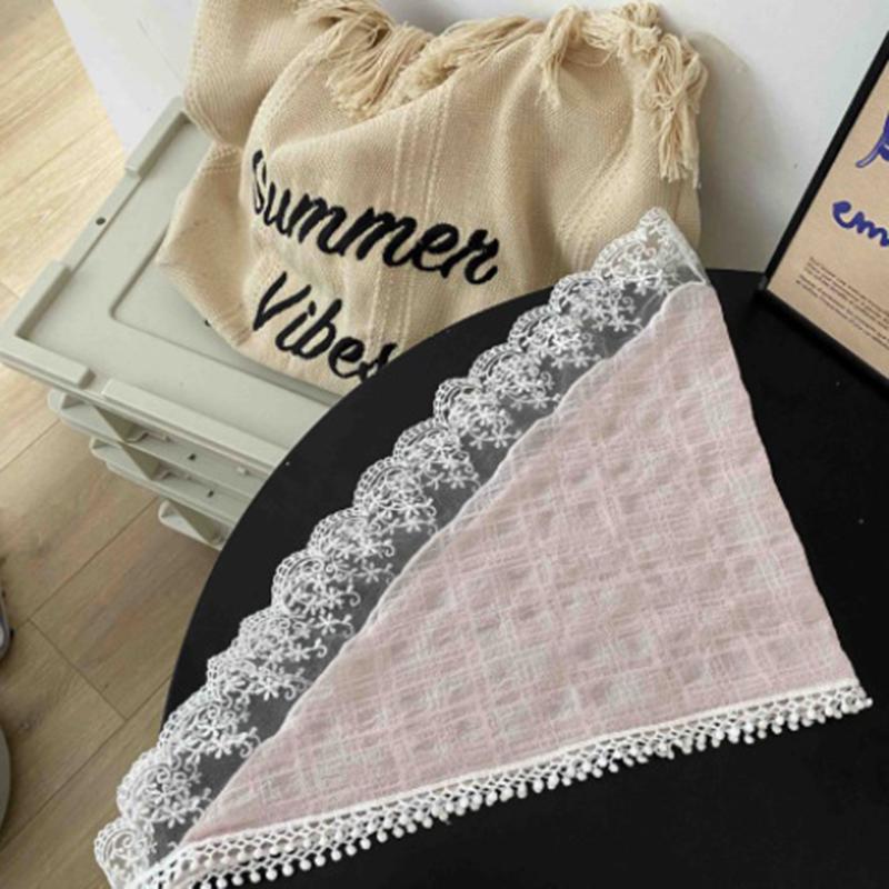 French Style Lace Flower Pattern Triangular Scarf Headband Lolita Silk Scarf Headdress Turban Women'S  Hair Accessories