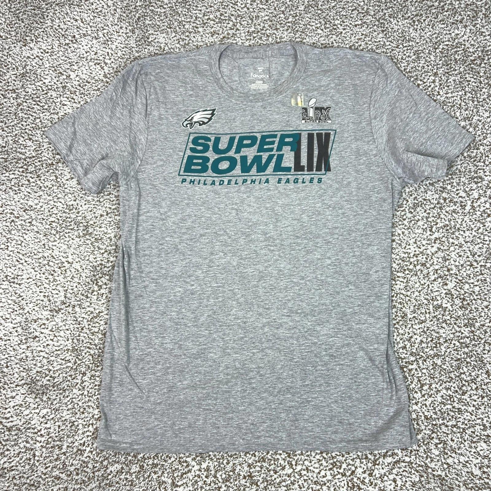 Philadelphia Eagles Shirt Mens Large Gray NFL Football Super Bowl LIX Fanatics S