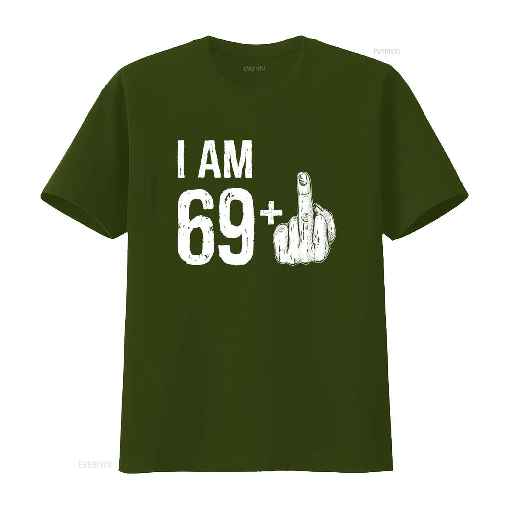 70th Birthday T Shirt I Am 69 Plus Middle Finger Funny Grandpa Grandma Bday Vintage Washed Unisex Casual Designer Clothes