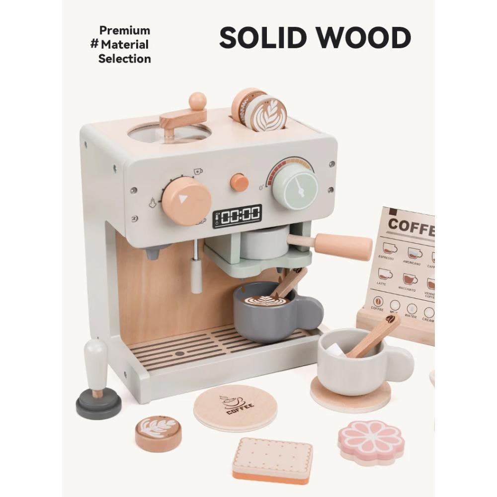 Baby Preted Toy Wooden Coffee Machine Children Kitchen Toy Games Children Montessori Educational Cosplay Indoor Diy Toys
