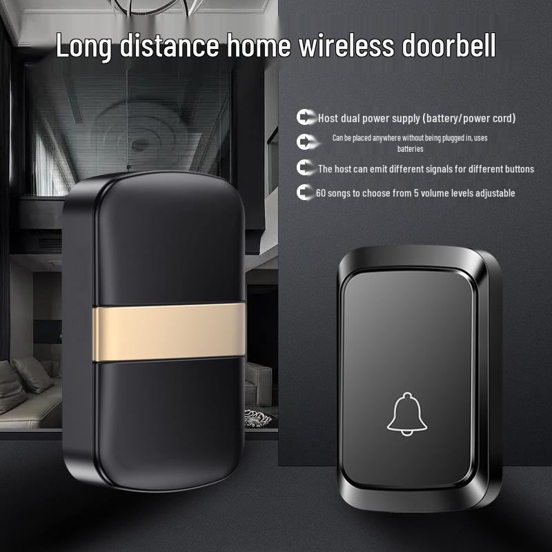Battery-Powered Wireless Doorbell: No Plug-In, Waterproof, Long-Range Smart Call Button for Homes & Elderly Users