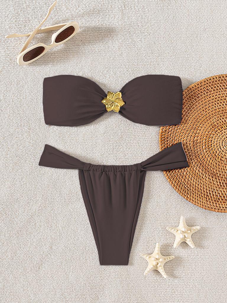 Maillot de bain bikini deux pièces Bandeau Sexy Solide Confortable Mode Pour Femmes Vêtements d'été