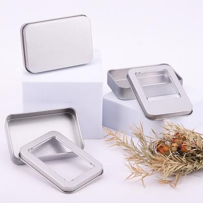 Multicolor Tin Box with Clear Window Lid Empty Tinplate Storage Box  Refillable Box