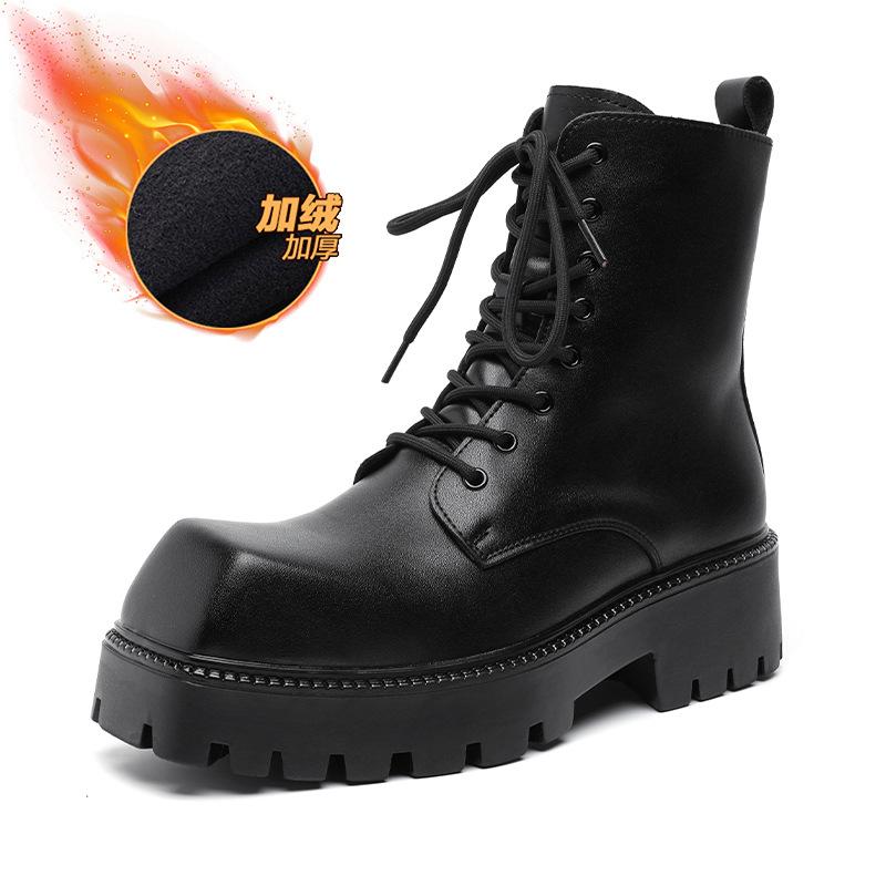 

Fashion Square Head Martin Boots Men s British High Street Platform Zipper Tooling Boots Chelsea Cigarette Boots 1907-R 44