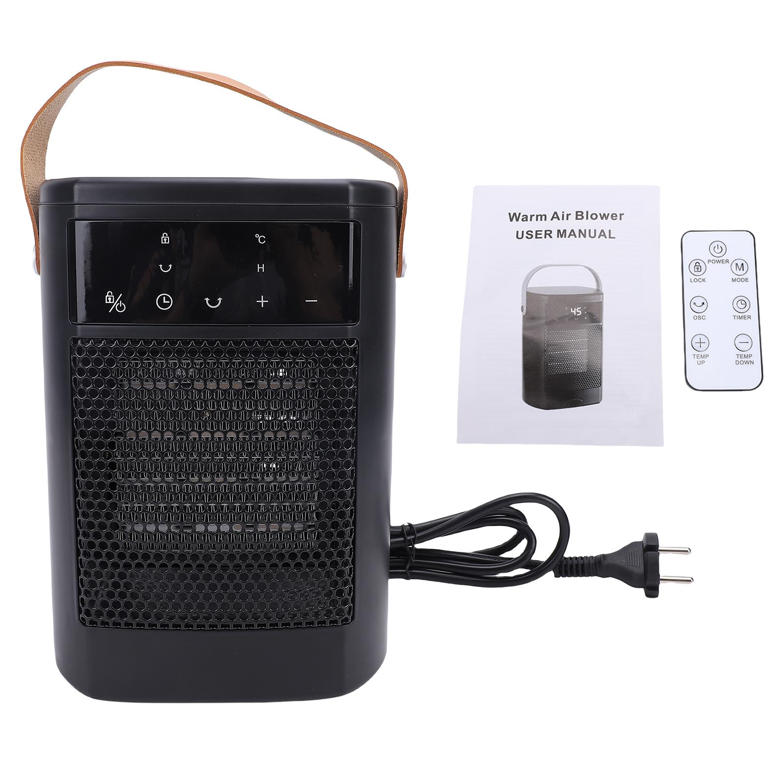 Portable Heater with Digital Display, Home Electric Space Heater with PTC Ceramic Fast Heating Desk Heater EU