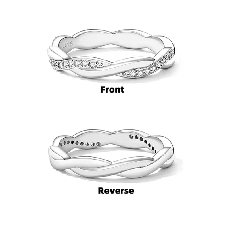 925 Sterling Silver Twisted Vine Cubic Zirconia Eternity Band Wedding Band Ring for Women 3 Colors