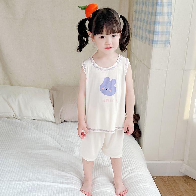 Youkesi Summer Sleeveless Children s Pajama Set - Lightweight Vest for Girls and Boys, Perfect for Air-Conditioned Homes.