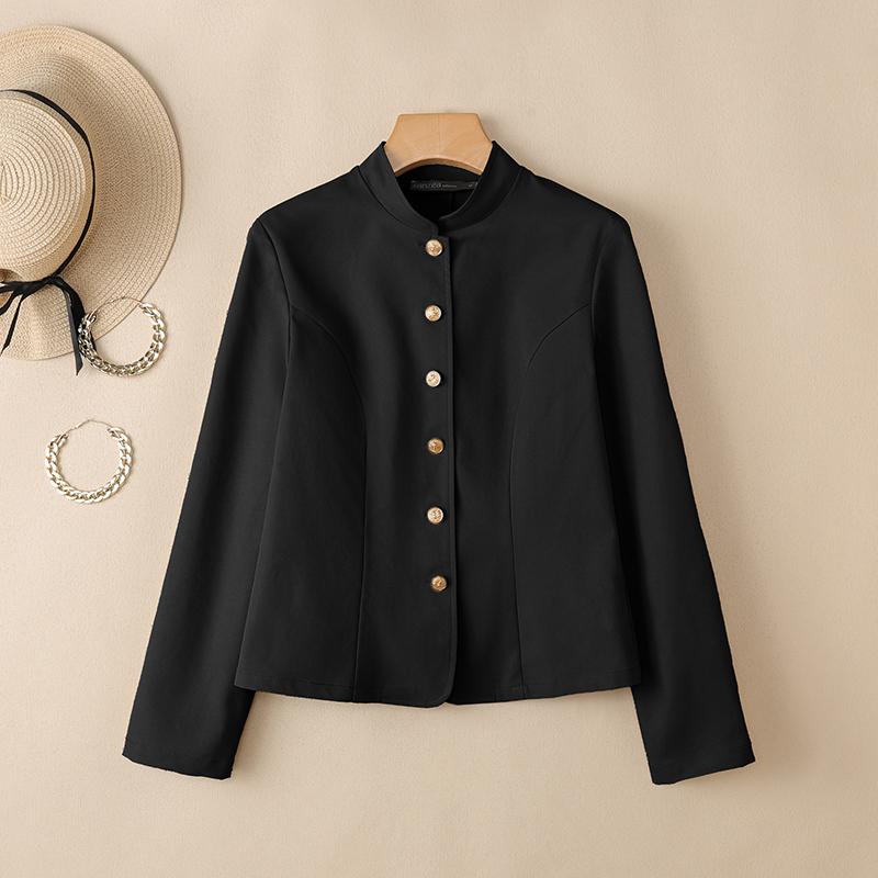 ZANZEA Blusa informal de manga larga con cuello alto y color liso para mujer