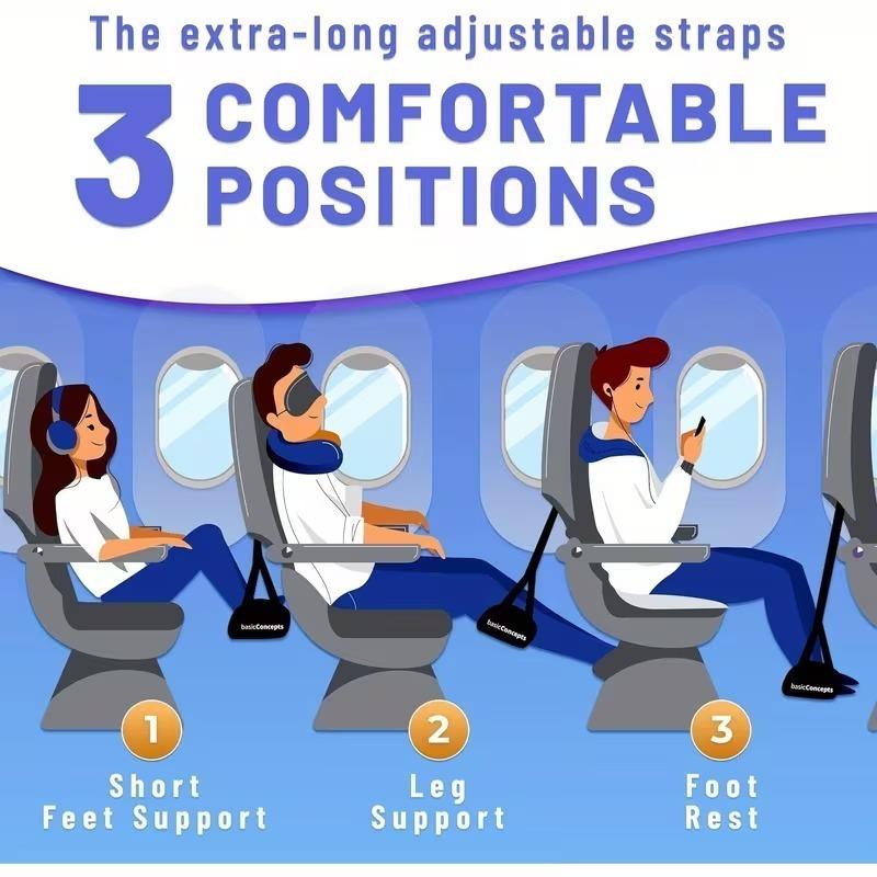 1PC Portable Foot Hammock Adjustable Strap Office Airplane Travel Under Desk Resting Support Leg Relief Foot Rest