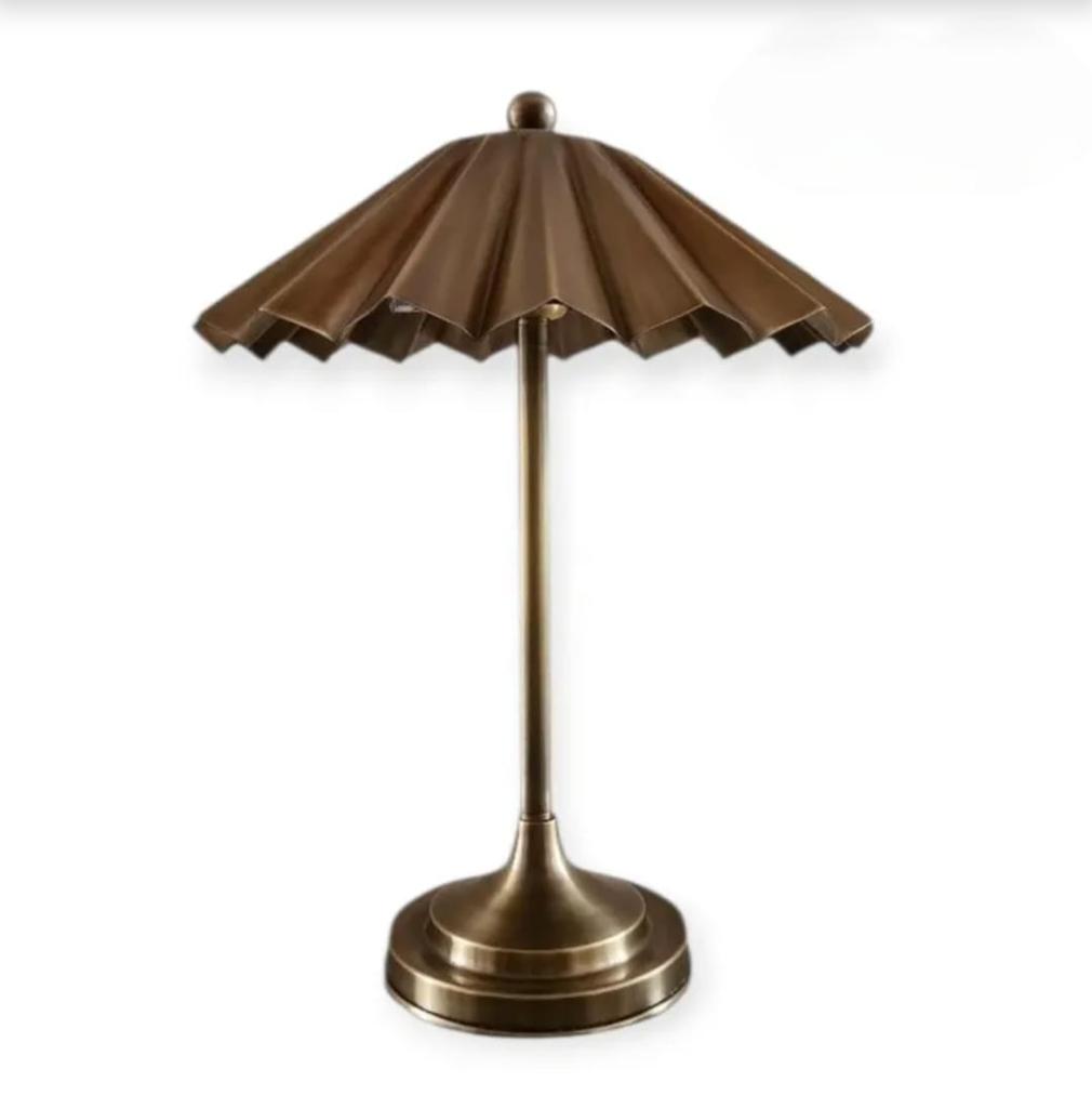 Vintage Brass Table Lamp with Pleated Shade Mild Century Modern Beside Light Retro Brass Desk Lamp For Bedroom or Living Room Decor Gift