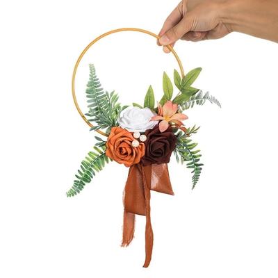 New Artificial Holding Wreaths Metal Rose and Eucalyptus Rose and Eucalyptus Wreaths Rose Flower Hoop Wreath Wedding Bridesmaids
