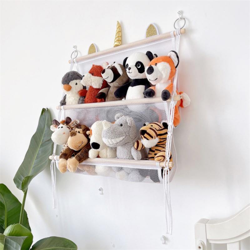 1/2/3 Lagen Boheemse Wandhanger Pluche Speelgoed Organizer Ruimtebesparend Voor Slaapkamer Geschikt Voor Het Opbergen Van Meerdere Spullen Thuisopslag